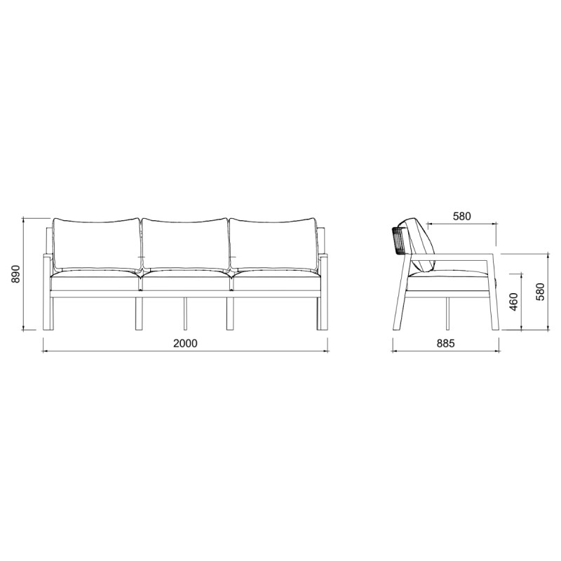 Sofá 3 plazas Harmony Mooma Design