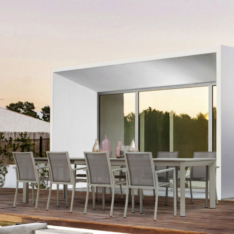 Mesa extensible Konnor gris de exterior