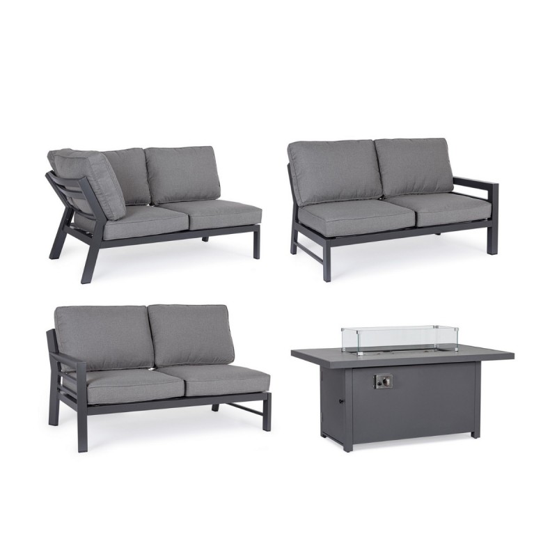 Set sofá esquinero y mesa chimenea Hendrix exterior