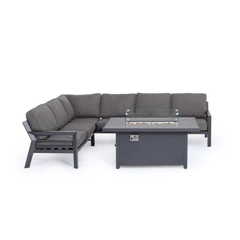Set sofá esquinero y mesa chimenea Hendrix exterior
