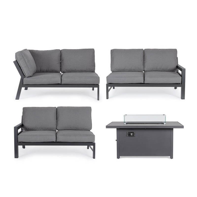 Set sofá esquinero y mesa chimenea Hendrix exterior