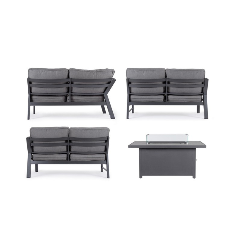 Set sofá esquinero y mesa chimenea Hendrix exterior
