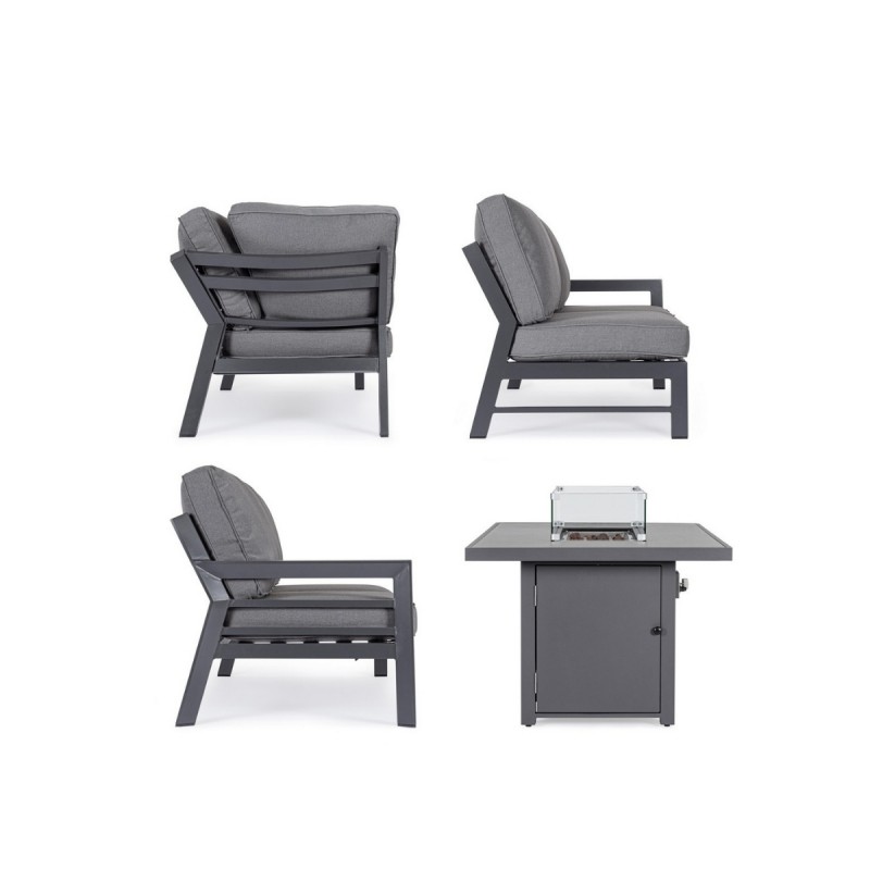 Set sofá esquinero y mesa chimenea Hendrix exterior