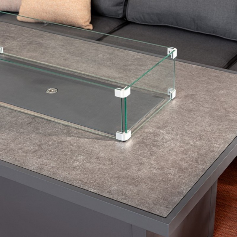 Set sofá esquinero y mesa chimenea Hendrix exterior