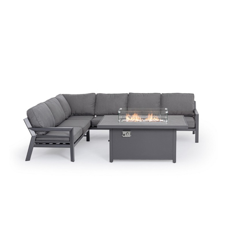 Set sofá esquinero y mesa chimenea Hendrix exterior