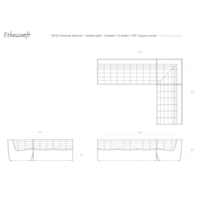 Conjunto sofá modular N701 cuadrado Ethnicraft