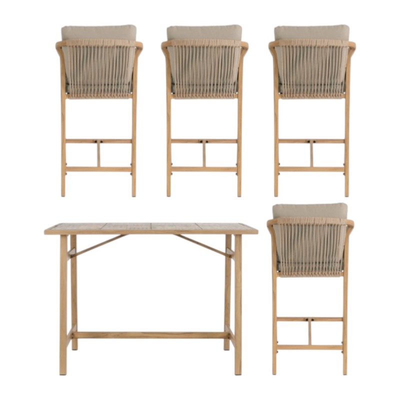 Set Mesa Bar y 4 Taburetes Kalimera exterior