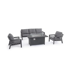 Set sofá, sillones y mesa chimenea Hendrix exterior
