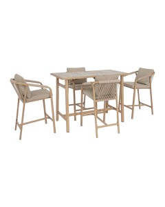 Set Mesa Bar y 4 Taburetes Kalimera exterior