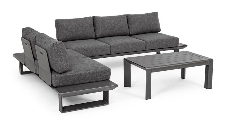 Set sofá esquinero Konnor. Estructura de aluminio