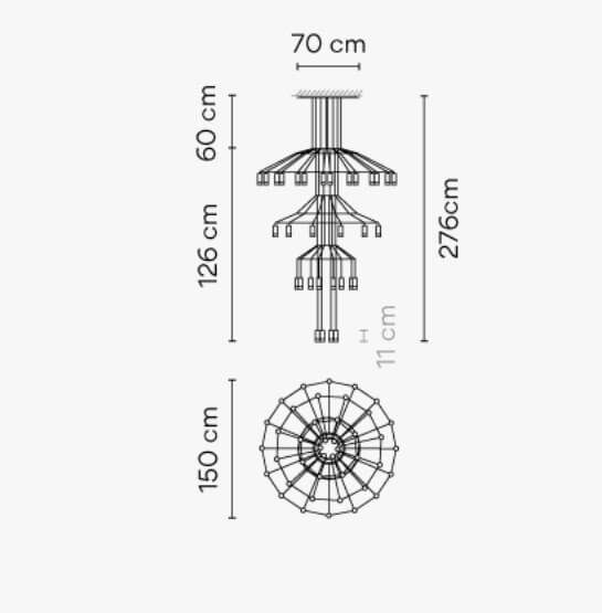 Lámpara de techo alta Wireflow Chandelier – Vibia