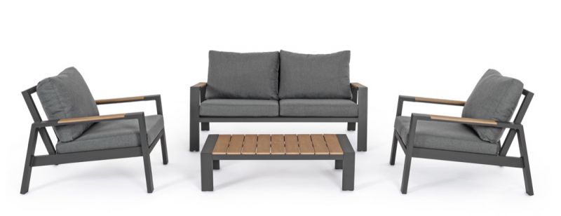Set sofá exterior modernos aluminio negro