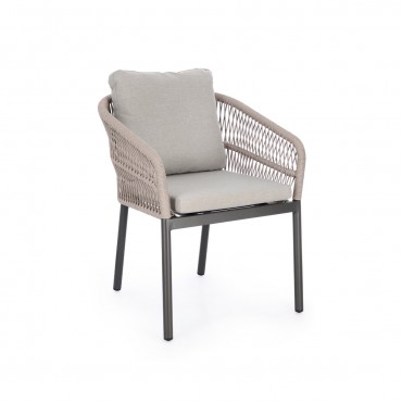 Silla apilable con cojín Galdana de exterior-Gris oscuro