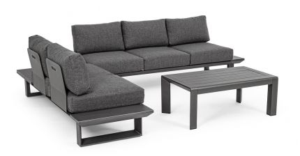 Set sofá esquinero Konnor. Estructura de aluminio-Gris Antracita