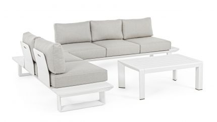 Set sofá esquinero Konnor. Estructura de aluminio-Blanco