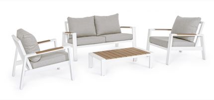Set muebles exterior modernos aluminio blanco 4 piezas